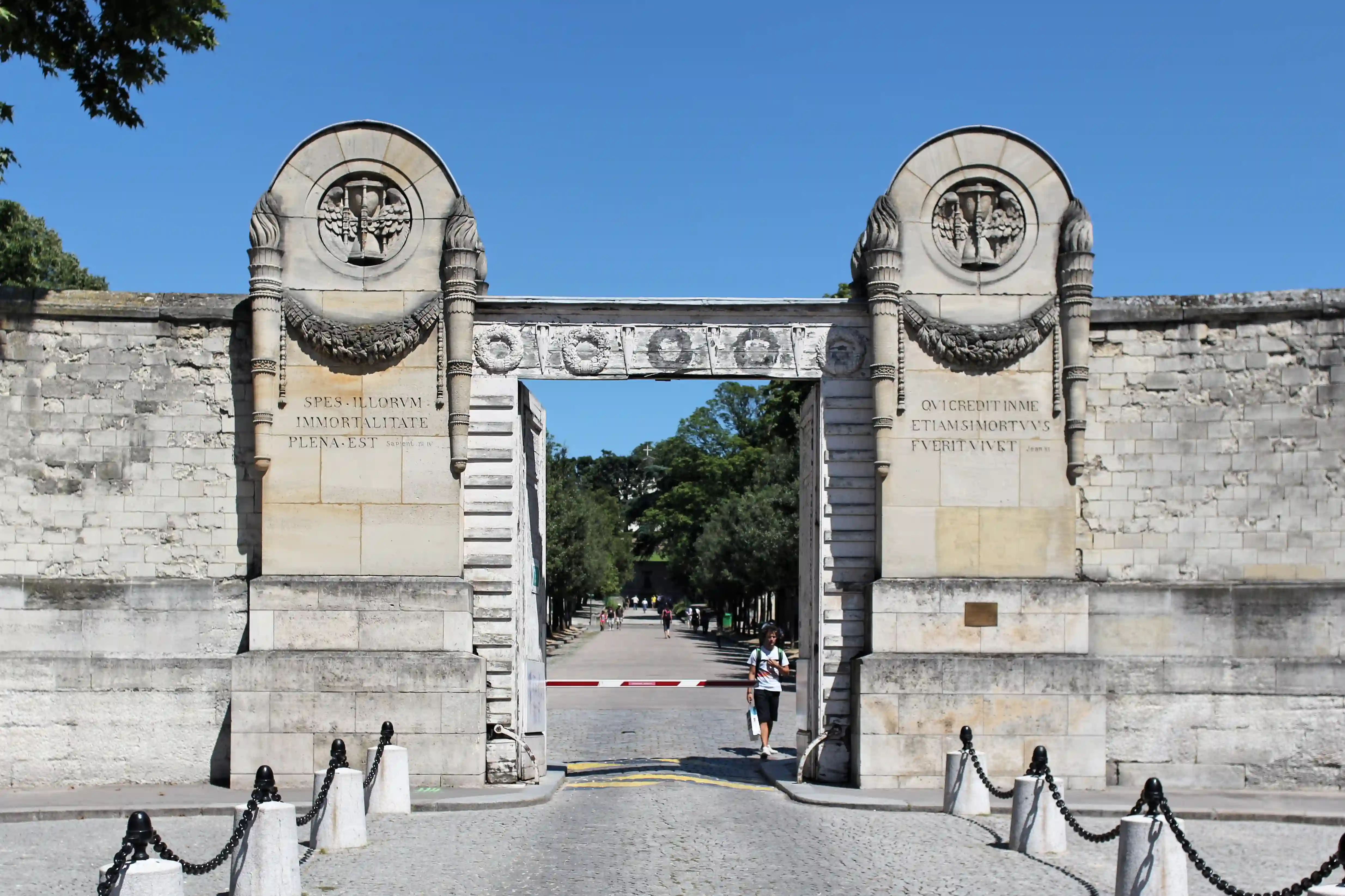 The main entrance to Père Lachaise Cemetery in Paris